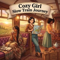 Cozy Girl Slow Train Journey: Cute Fun Bold Line Craft Adult Travel Coloring Book Hygge Railway Scenes, Comfy Scenic Window Views, Peaceful Commute Mo cover