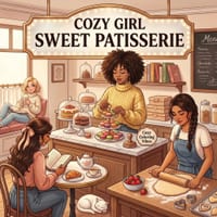 Cozy Girl Sweet Patisserie: Fun Hygge Bakery Bold Line Adult Coloring Book Aesthetic Pastries, Quiet Reading Nooks & Good Vibes Vintage Kitchen & Cafe cover