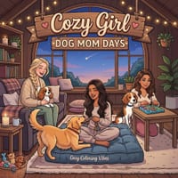 Cozy Girl Dog Mom Days: Cute Comfy Homebody Adult & Teen Coloring Book Easy Bold Line Hygge Design, Relaxing Home Comfort Adorable Puppy Scenes & Dail cover