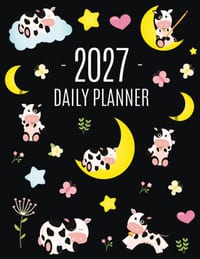 Cow Planner 2027: Cute 2027 Daily Organizer: January-December (12 Months) Pretty Farm Animal Scheduler With Calves, Moon & Hearts cover