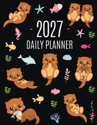 Otter Planner 2027: Daily Organizer: January-December (12 Months) Cute Animal Year Scheduler with Pretty Pink Hearts cover